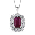 D'Joy Premium Niassa Ruby (FF) and Moissanite 14.40 ctw Firecracker Pendant Necklace in Rhodium Over Sterling Silver 20 Inches - Sticky add to cart bar