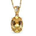 D'Joy Yellow Labradorite and Luxuriant Lab Grown Diamond 5.25 ctw Solaris Crown Pendant Necklace 20 Inches in 18K Vermeil Yellow Gold Over Sterling Silver - Sticky add to cart bar