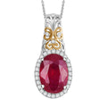 Niassa Ruby (FF) and Moissanite 8.80 ctw Pendant Necklace in 18K Vermeil YG and Rhodium Over Sterling Silver 20 Inches - Sticky add to cart bar