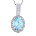 Mangoro Aquamarine and Diamond 1.59 ctw Pendant Necklace 20 Inches in Rhodium Over Sterling Silver - Sticky add to cart bar