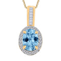 Mangoro Aquamarine and Diamond 1.59 ctw Pendant Necklace 20 Inches in Rhodium Over Sterling Silver - Sticky add to cart bar