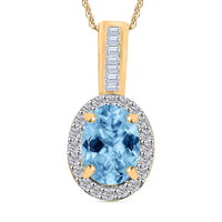 Mangoro Aquamarine and Diamond 1.59 ctw Pendant Necklace 20 Inches in Rhodium Over Sterling Silver