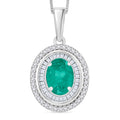 Luxoro Premium Kagem Zambian Emerald and G-H I2 Diamond Pendant Necklace 20 Inches in 10K White Gold 2.25 ctw - Sticky add to cart bar