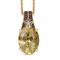 D'Joy Yellow Labradorite and Multi Gemstone 5.40 ctw Starborne Pendant Necklace 20 Inches in 18K Vermeil Yellow Gold Over Sterling Silver