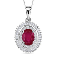 Rhapsody AAAA Mozambique Ruby and E-F VS2 Diamond Pendant Necklace 20 Inches in 950 Platinum 1.08 ctw