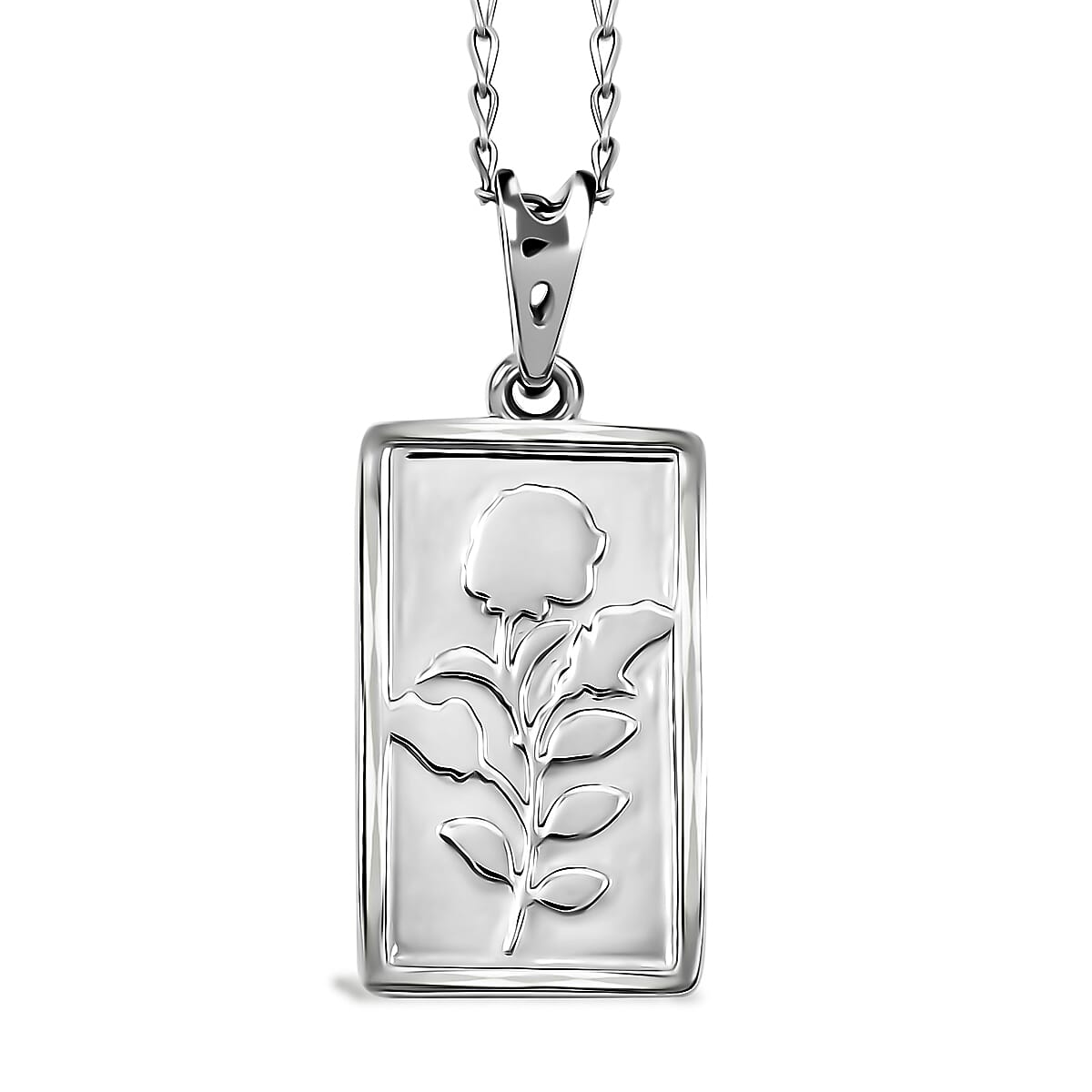 950 Platinum Rose Bar Pendant Necklace 20 Inches 6.2 Grams