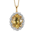 D'Joy Yellow Labradorite and White Zircon 5.50 ctw Sunfire Majesty Pendant Necklace 20 Inches in 18K Vermeil Yellow Gold Over Sterling Silver - Sticky add to cart bar