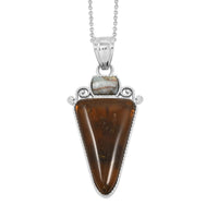 Center Stone Color Varies Inlay Frame Southwest Arrowhead Brazil Sodalite 17.00 ctw Pendant in Silvertone with Stainless Steel Necklace (20 Inches)