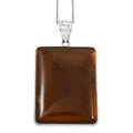 Plain Rectangle Inlay Frame Pink Zebra Jasper Pendant in Silvertone with Stainless Steel Necklace (20 Inches) 94.00 ctw - Sticky add to cart bar
