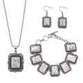 3pcs Set - White Howlite Earrings, Bracelet (6.50-8.0In) and Necklace (20 Inches) in Silvertone 150.00 ctw - Sticky add to cart bar