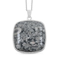Plain Square Pink Web Jasper 66.00 ctw Inlay Frame Pendant in Silvertone with Stainless Steel Necklace (20 Inches) - Sticky add to cart bar