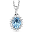 Certified & Appraised Luxoro AAA Santa Maria Aquamarine and G-H I2 Diamond 1.17 ctw Pendant Necklace in 14K White Gold 20 Inches - Sticky add to cart bar