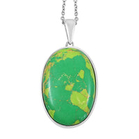 Mojave Blue Turquoise 27.75 ctw Pendant Necklace in 14K YG & Platinum Over Copper with Magnet and Stainless Steel 20 Inches