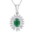 Premium Kagem Zambian Emerald and Moissanite 1.65 ctw Eternal Light Pendant Necklace in Rhodium Over Sterling Silver 20 Inches - Sticky add to cart bar