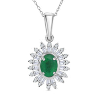Premium Kagem Zambian Emerald and Moissanite 1.65 ctw Eternal Light Pendant Necklace in Rhodium Over Sterling Silver 20 Inches