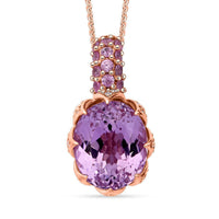 D'Joy Martha Rocha Kunzite and Multi Gemstone 7.40 ctw Lavender Bloom Pendant Necklace in 18K Vermeil Rose Gold Over Sterling Silver 20 Inches