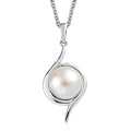 EverTrue White Freshwater Pearl Swirl Solitaire Pendant Necklace 20 Inches in Stainless Steel - Sticky add to cart bar