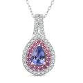 D'Joy Premium Ceylon Blue Sapphire and Multi Gemstone 1.35 ctw Celestial Dewdrop Pendant Necklace in Rhodium Over Sterling Silver 20 Inches - Sticky add to cart bar
