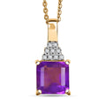 AAA African Amethyst and White Zircon 3.00 ctw Regal Radiance Pendant Necklace in 18K Vermeil Yellow Gold Over Sterling Silver 20 Inches - Sticky add to cart bar