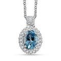 Certified & Appraised Luxoro AAA Santa Maria Aquamarine and G-H I2 Diamond 1.28 ctw Pendant Necklace in 14K White Gold 20 Inches - Sticky add to cart bar