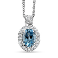Certified & Appraised Luxoro AAA Santa Maria Aquamarine and G-H I2 Diamond 1.28 ctw Pendant Necklace in 14K White Gold 20 Inches