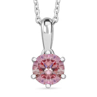 Luxuriant Lab Grown Pink Diamond, Lab Grown Diamond Celestial Pendant Necklace in 18K Vermeil RG Over Sterling Silver 0.55 ctw (VS)