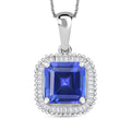 Luxoro Cushion Gemstone and Diamond Halo Pendant - Sticky add to cart bar