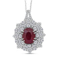 D'Joy Niassa Ruby (FF) and Moissanite 8.65 ctw Floral Pendant Necklace in Rhodium Over Sterling Silver 20 Inches - Sticky add to cart bar