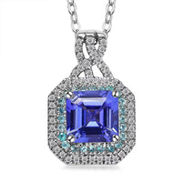 Rhapsody AAAA Tanzanite, Paraiba Tourmaline and E-F VS Diamond 3.20 ctw Midnight Deco Pendant Necklace in 950 Platinum 20 Inches