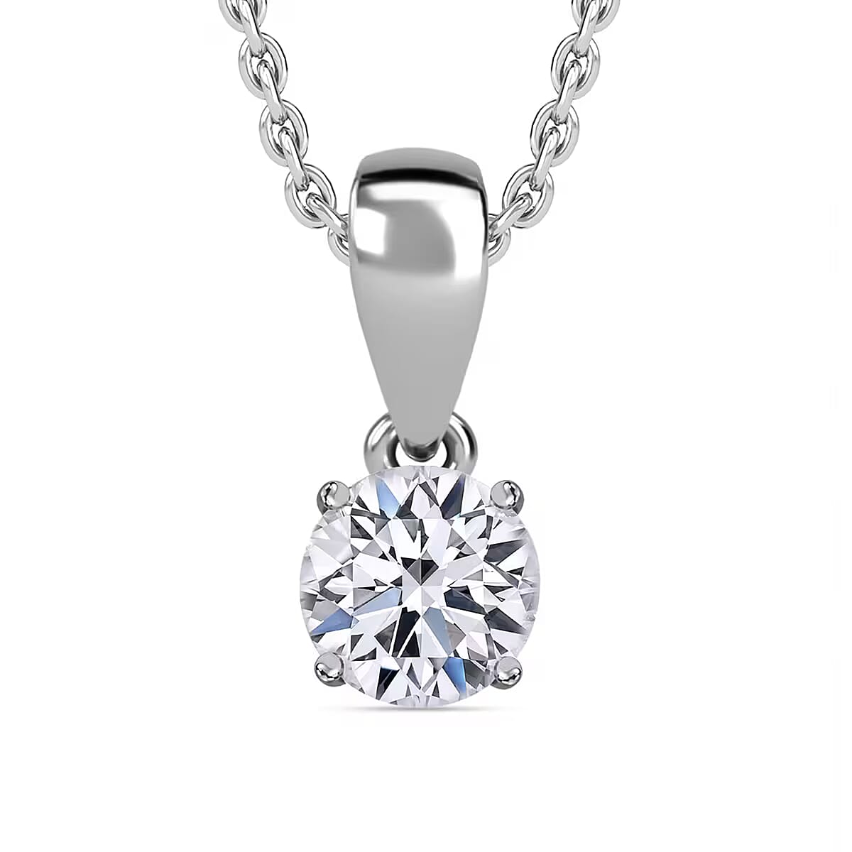IGI Certified Luxuriant Lab Grown Diamond E-F VS Solitaire Pendant Necklace in 14K White Gold 20 Inches 1.00 ctw
