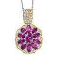 AAA Radiant Ember Garnet and Moissanite 4.80 ctw Pendant Necklace in 18K Vermeil YG and Rhodium Over Sterling Silver 20 Inches - Sticky add to cart bar