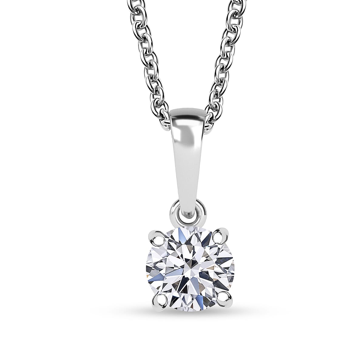 Luxuriant Lab Grown Diamond E-F VS Solitaire Pendant Necklace in 14K White Gold 20 Inches 0.50 ctw