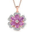D'Joy Ilakaka Hot Pink Sapphire (FF) and White Zircon 4.00 ctw Floret Glow Pendant Necklace in 18K Vermeil Rose Gold Over Sterling Silver 20 Inches - Sticky add to cart bar
