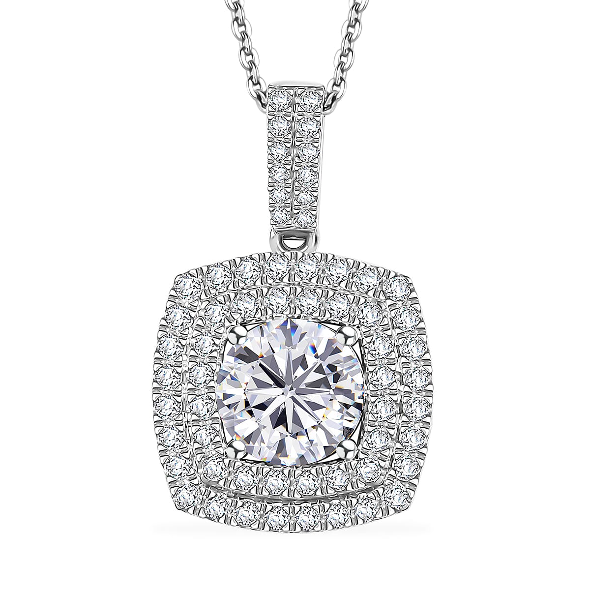 D'Joy Moissanite 2.50 ctw Pendant Necklace 20 inches in Rhodium Over Sterling Silver