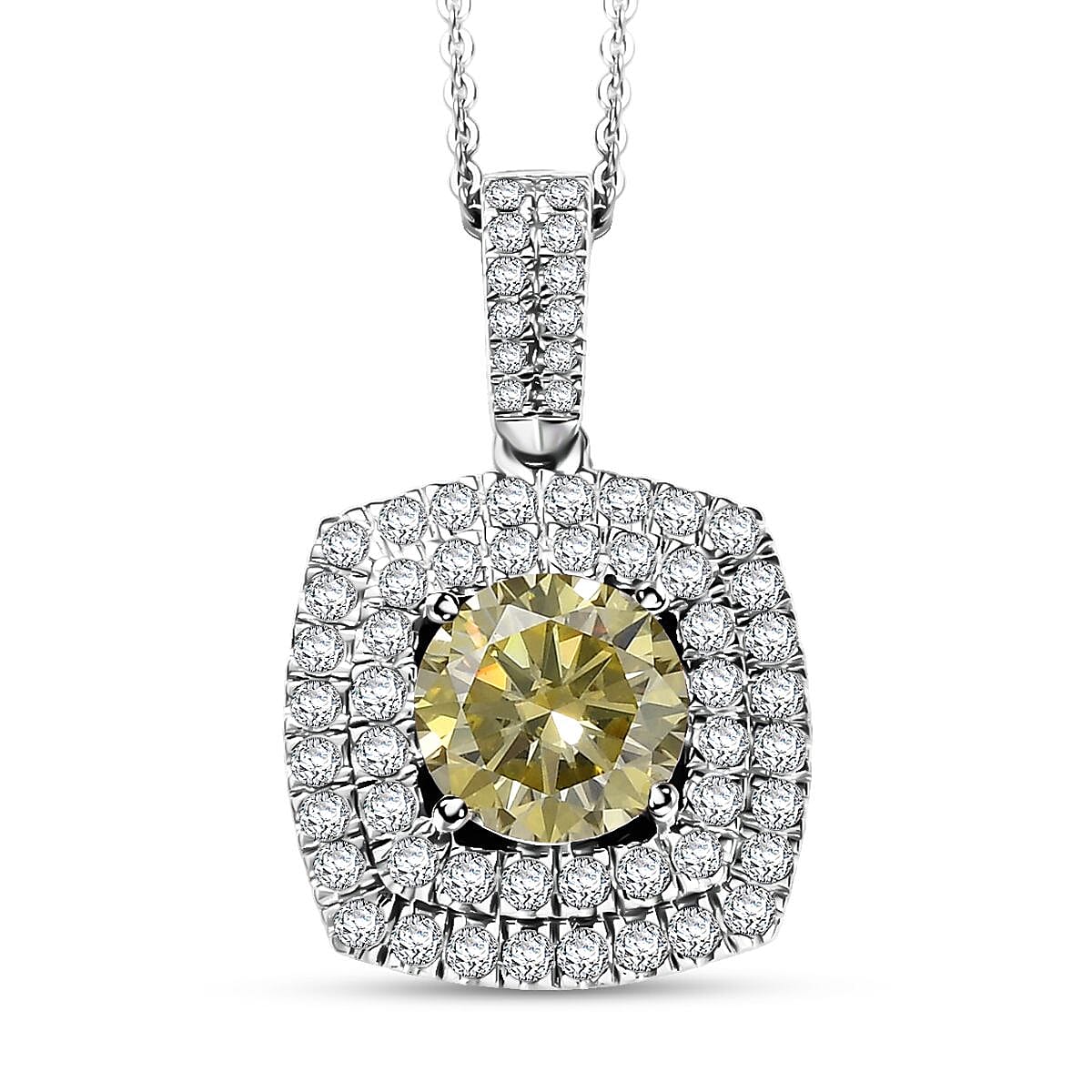D'Joy Moissanite 2.50 ctw Pendant Necklace 20 inches in Rhodium Over Sterling Silver