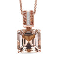 Luxoro Asscher Cut AAA Marropino Morganite, Padparadscha Sapphire and I2 Diamond 6.20 ctw Desert Rose Pendant Necklace in 14K Rose Gold 20 Inches - Sticky add to cart bar