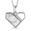 White Mother of Pearl, Simulated Diamond Pendant Necklace (17.5 Inches) in Rhodium Over Sterling Silver - Sticky add to cart bar