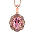 Luxoro Premium Blush Tourmaline and Natural Champagne Diamond 2.80 ctw Blush Bloom Pendant Necklace 20 Inches in 10K Rose Gold - Sticky add to cart bar