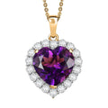 D'Joy AAA Lusaka Amethyst and Moissanite 6.10 ctw Heart Pendant Necklace in 18K Vermeil Yellow Gold Over Sterling Silver 20 Inches - Sticky add to cart bar