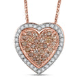 D'Joy Natural Champagne Diamond 1.00 ctw Romantic Heart Pendant Necklace in 18K Vermeil Rose Gold Over Sterling Silver 20 Inches - Sticky add to cart bar