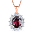 Luxoro AAA Radiant Ember Garnet and I2 Diamond 2.45 ctw Fire and Grace Pendant Necklace 20 Inches in 10K Rose Gold - Sticky add to cart bar