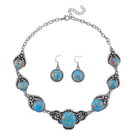 Imperial Jasper Necklace (17-20 Inches) and Earrings in Silvertone 160.00 ctw