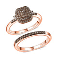 D'Joy Set of 2 Diamond Stackable Ring in Rhodium Over Sterling Silver (Size 6) 0.46 ctw - Sticky add to cart bar
