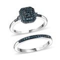 D'Joy Set of 2 Diamond Stackable Ring in Rhodium Over Sterling Silver (Size 6) 0.46 ctw - Sticky add to cart bar