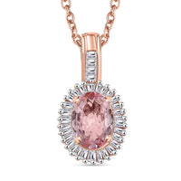 Luxoro AAA Narsipatnam Pink Spinel and I2 Diamond 1.15 ctw Love's Embrace Pendant Necklace in 10K Rose Gold 20 Inches