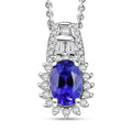 D'Joy AAA Tanzanite and White Zircon 1.30 ctw Starburst Pendant Necklace in Rhodium Over Sterling Silver 20 Inches - Sticky add to cart bar