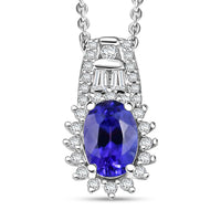 D'Joy AAA Tanzanite and White Zircon 1.30 ctw Starburst Pendant Necklace in Rhodium Over Sterling Silver 20 Inches