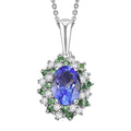 D'Joy Tanzanite and Multi Gemstone 1.10 ctw Blooming Flower Pendant Necklace 20 Inches in Rhodium Over Sterling Silver - Sticky add to cart bar