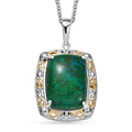 EverTrue Chrysocolla 16.75 ctw Sea Shell Pendant in 18K YG Platd and Platinum Bond with Stainless Steel Necklace 20 Inches - Sticky add to cart bar