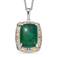 EverTrue Chrysocolla 16.75 ctw Sea Shell Pendant in 18K YG Platd and Platinum Bond with Stainless Steel Necklace 20 Inches